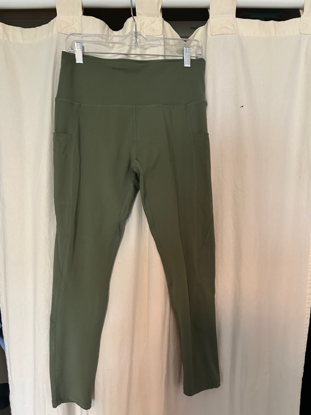 N.Y.L. Olive High-Waist Active Leggings with Side Pockets